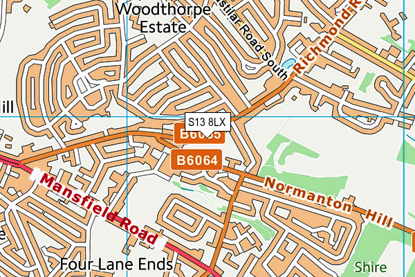S13 8LX map - OS VectorMap District (Ordnance Survey) S13 8LX map - OS VectorMap District (Ordnance Survey)