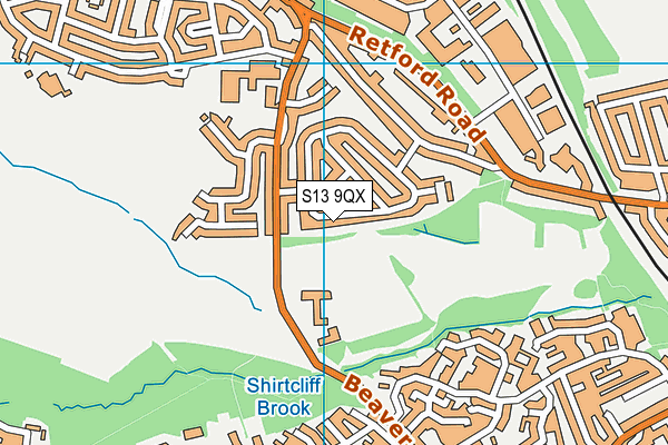 S13 9QX map - OS VectorMap District (Ordnance Survey) S13 9QX map - OS VectorMap District (Ordnance Survey)
