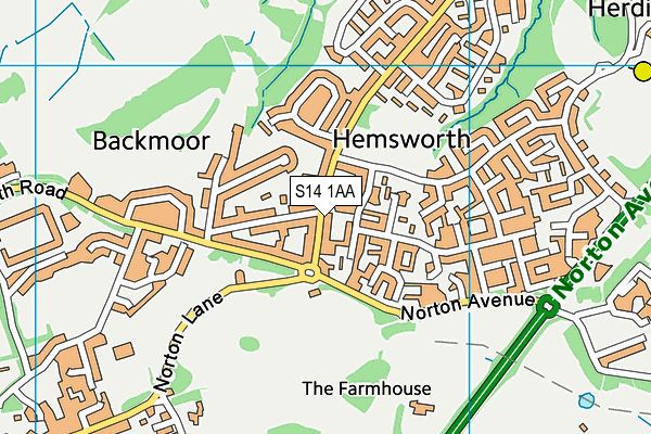 S14 1AA map - OS VectorMap District (Ordnance Survey) S14 1AA map - OS VectorMap District (Ordnance Survey)