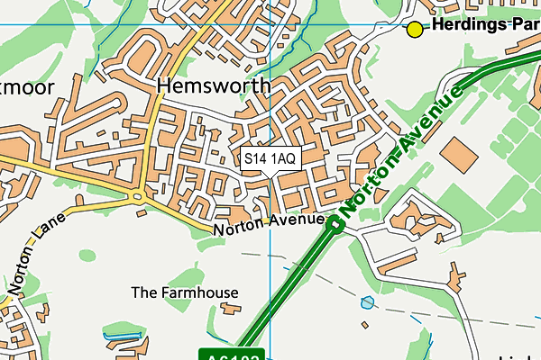 S14 1AQ map - OS VectorMap District (Ordnance Survey)