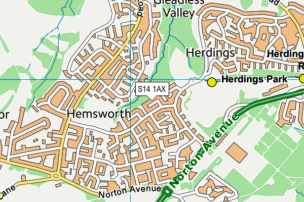 S14 1AX map - OS VectorMap District (Ordnance Survey) S14 1AX map - OS VectorMap District (Ordnance Survey)