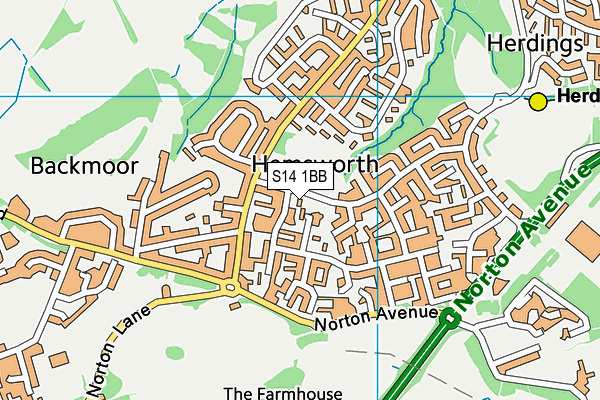 S14 1BB map - OS VectorMap District (Ordnance Survey) S14 1BB map - OS VectorMap District (Ordnance Survey)