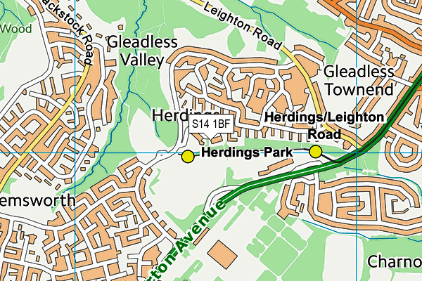 S14 1BF map - OS VectorMap District (Ordnance Survey) S14 1BF map - OS VectorMap District (Ordnance Survey)