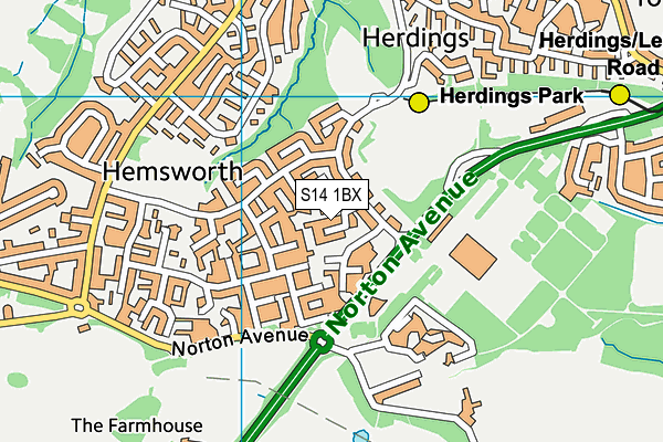 S14 1BX map - OS VectorMap District (Ordnance Survey) S14 1BX map - OS VectorMap District (Ordnance Survey)