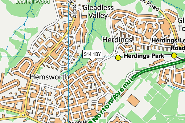 S14 1BY map - OS VectorMap District (Ordnance Survey)