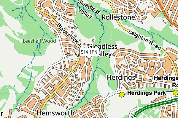 S14 1FN map - OS VectorMap District (Ordnance Survey) S14 1FN map - OS VectorMap District (Ordnance Survey)
