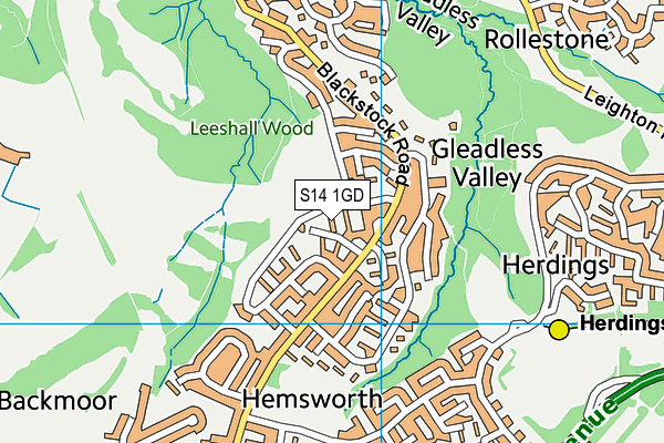 S14 1GD map - OS VectorMap District (Ordnance Survey) S14 1GD map - OS VectorMap District (Ordnance Survey)
