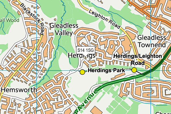 S14 1SG map - OS VectorMap District (Ordnance Survey) S14 1SG map - OS VectorMap District (Ordnance Survey)