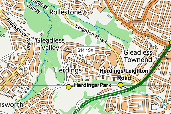 S14 1SX map - OS VectorMap District (Ordnance Survey)