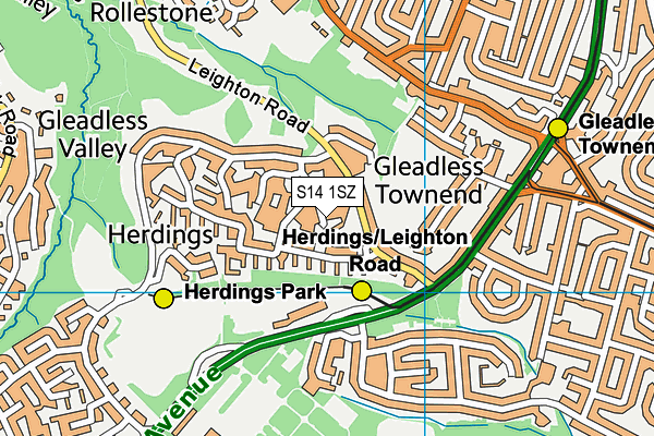 S14 1SZ map - OS VectorMap District (Ordnance Survey)
