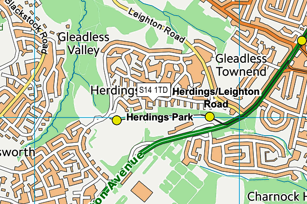 S14 1TD map - OS VectorMap District (Ordnance Survey) S14 1TD map - OS VectorMap District (Ordnance Survey)