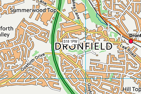 S18 1PW map - OS VectorMap District (Ordnance Survey) S18 1PW map - OS VectorMap District (Ordnance Survey)