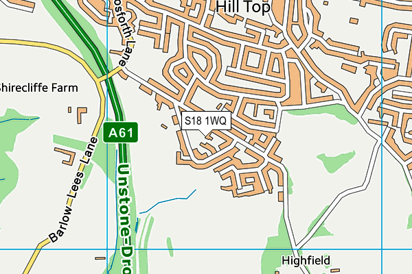 S18 1WQ map - OS VectorMap District (Ordnance Survey)