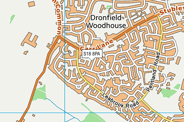 S18 8PA map - OS VectorMap District (Ordnance Survey)
