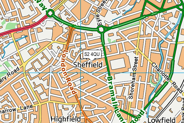 S2 4QU map - OS VectorMap District (Ordnance Survey) S2 4QU map - OS VectorMap District (Ordnance Survey)