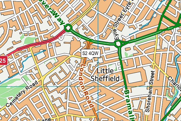 S2 4QW map - OS VectorMap District (Ordnance Survey) S2 4QW map - OS VectorMap District (Ordnance Survey)