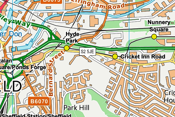 S2 5JE map - OS VectorMap District (Ordnance Survey)