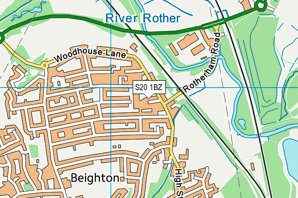 S20 1BZ map - OS VectorMap District (Ordnance Survey)