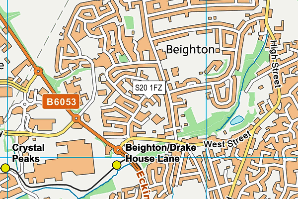 S20 1FZ map - OS VectorMap District (Ordnance Survey)