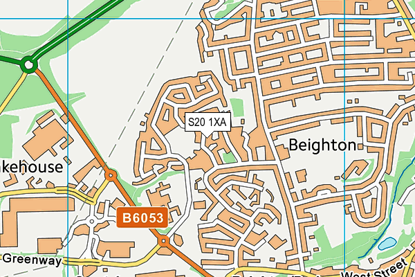 S20 1XA map - OS VectorMap District (Ordnance Survey)