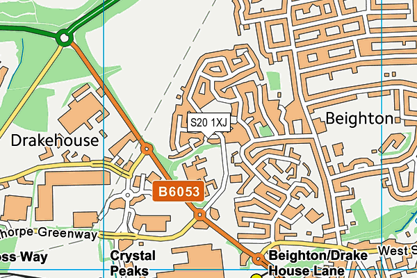 S20 1XJ map - OS VectorMap District (Ordnance Survey)