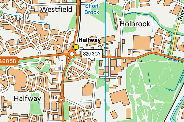 S20 3GY map - OS VectorMap District (Ordnance Survey) S20 3GY map - OS VectorMap District (Ordnance Survey)