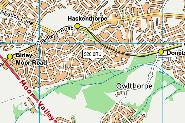 S20 6RU map - OS VectorMap District (Ordnance Survey)