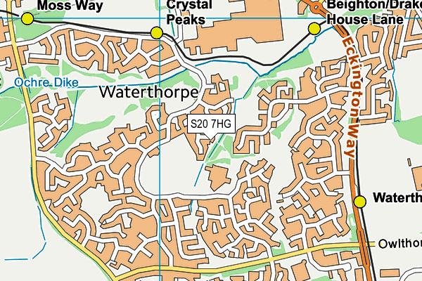 S20 7HG map - OS VectorMap District (Ordnance Survey) S20 7HG map - OS VectorMap District (Ordnance Survey)