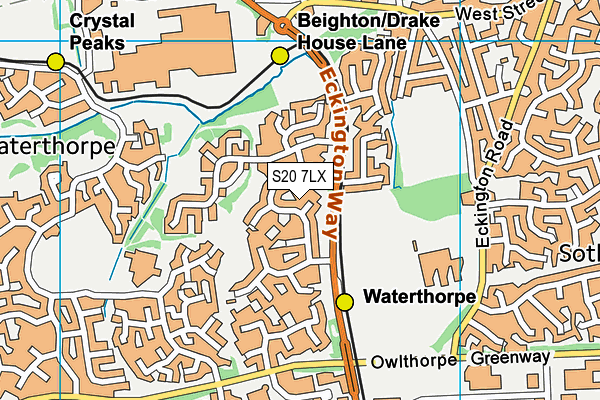 S20 7LX map - OS VectorMap District (Ordnance Survey) S20 7LX map - OS VectorMap District (Ordnance Survey)