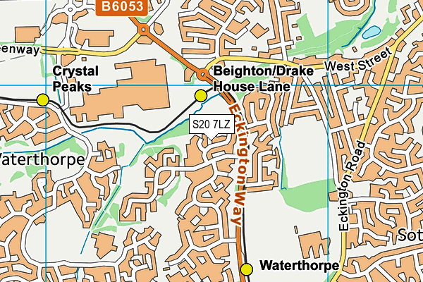 S20 7LZ map - OS VectorMap District (Ordnance Survey) S20 7LZ map - OS VectorMap District (Ordnance Survey)