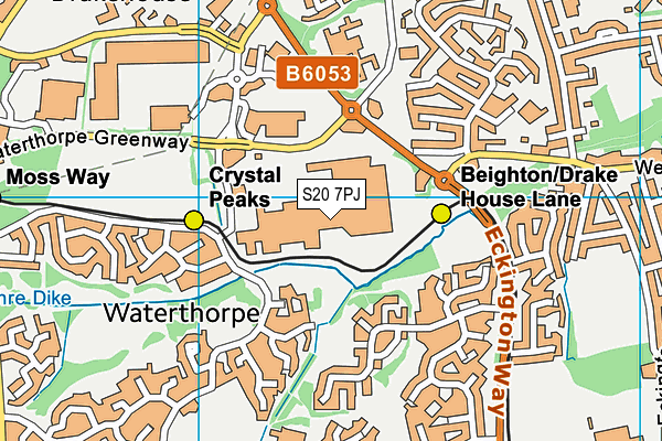 S20 7PJ map - OS VectorMap District (Ordnance Survey) S20 7PJ map - OS VectorMap District (Ordnance Survey)