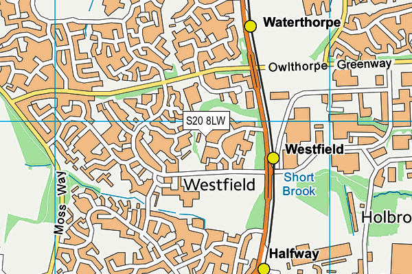 S20 8LW map - OS VectorMap District (Ordnance Survey) S20 8LW map - OS VectorMap District (Ordnance Survey)