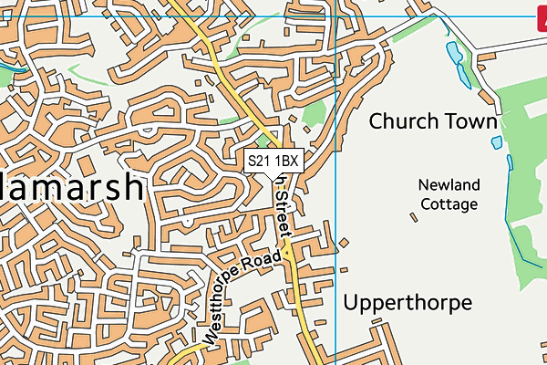 S21 1BX map - OS VectorMap District (Ordnance Survey)