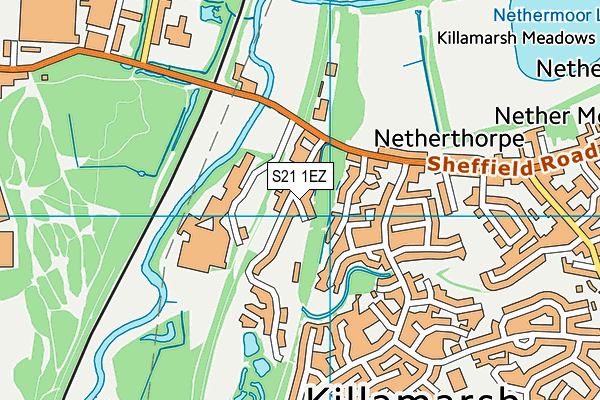 S21 1EZ map - OS VectorMap District (Ordnance Survey)