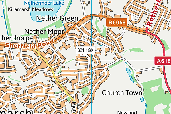 S21 1GX map - OS VectorMap District (Ordnance Survey)