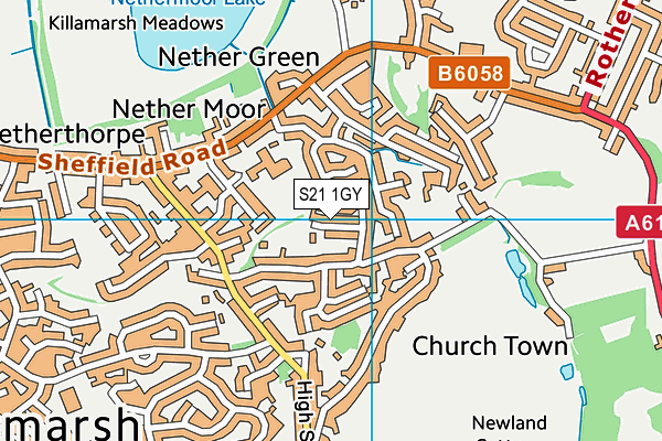 S21 1GY map - OS VectorMap District (Ordnance Survey)