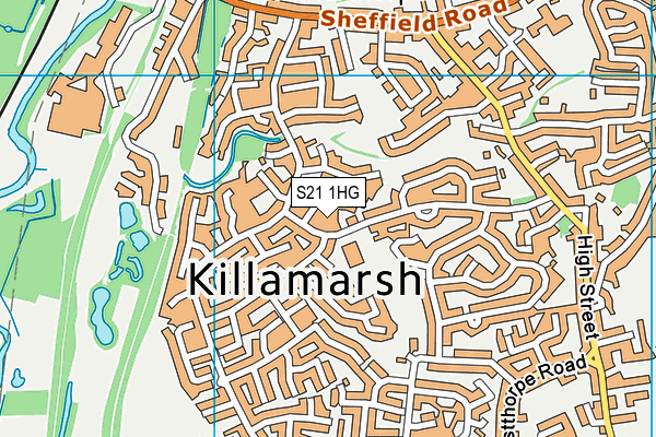S21 1HG map - OS VectorMap District (Ordnance Survey)