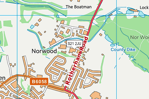 S21 2JU map - OS VectorMap District (Ordnance Survey)
