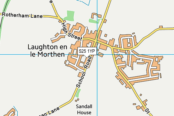 S25 1YP map - OS VectorMap District (Ordnance Survey)