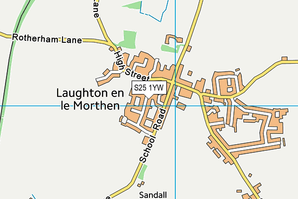 S25 1YW map - OS VectorMap District (Ordnance Survey)