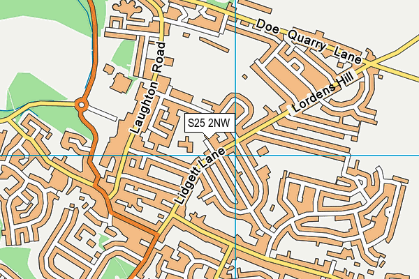 S25 2NW map - OS VectorMap District (Ordnance Survey)
