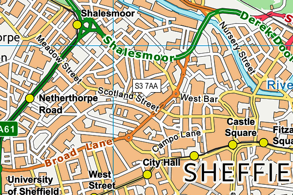 S3 7AA map - OS VectorMap District (Ordnance Survey) S3 7AA map - OS VectorMap District (Ordnance Survey)