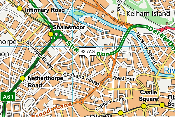 S3 7AG map - OS VectorMap District (Ordnance Survey)