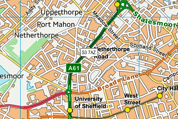 S3 7AZ map - OS VectorMap District (Ordnance Survey) S3 7AZ map - OS VectorMap District (Ordnance Survey)