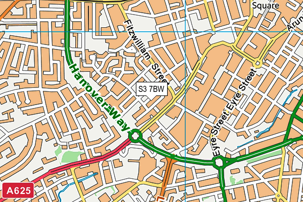 S3 7BW map - OS VectorMap District (Ordnance Survey)