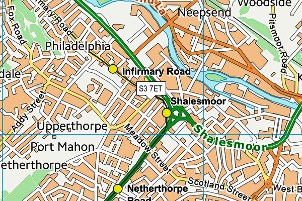 S3 7ET map - OS VectorMap District (Ordnance Survey) S3 7ET map - OS VectorMap District (Ordnance Survey)