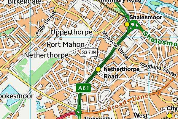 S3 7JN map - OS VectorMap District (Ordnance Survey)