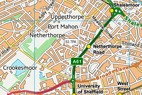S3 7PA map - OS VectorMap District (Ordnance Survey)
