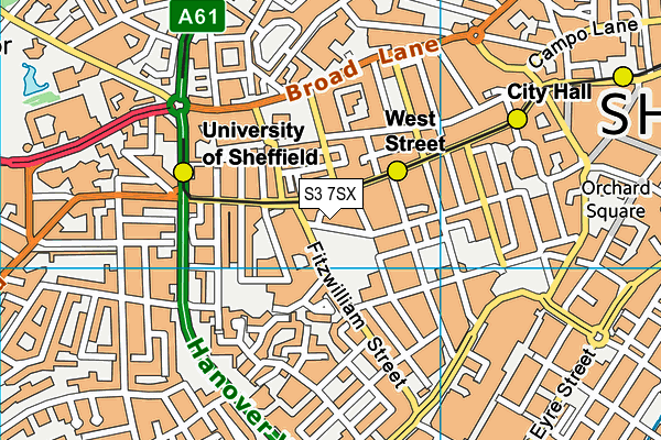 S3 7SX map - OS VectorMap District (Ordnance Survey) S3 7SX map - OS VectorMap District (Ordnance Survey)