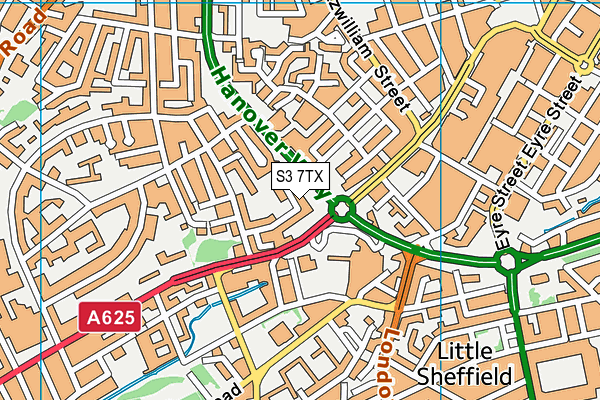 S3 7TX map - OS VectorMap District (Ordnance Survey)